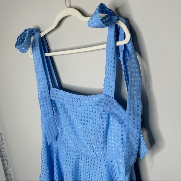Lulu’s NWT Forever Darling Blue Gingham‎ Burnout Tie-Strap Mini Dress Size XL - Picture 9 of 15